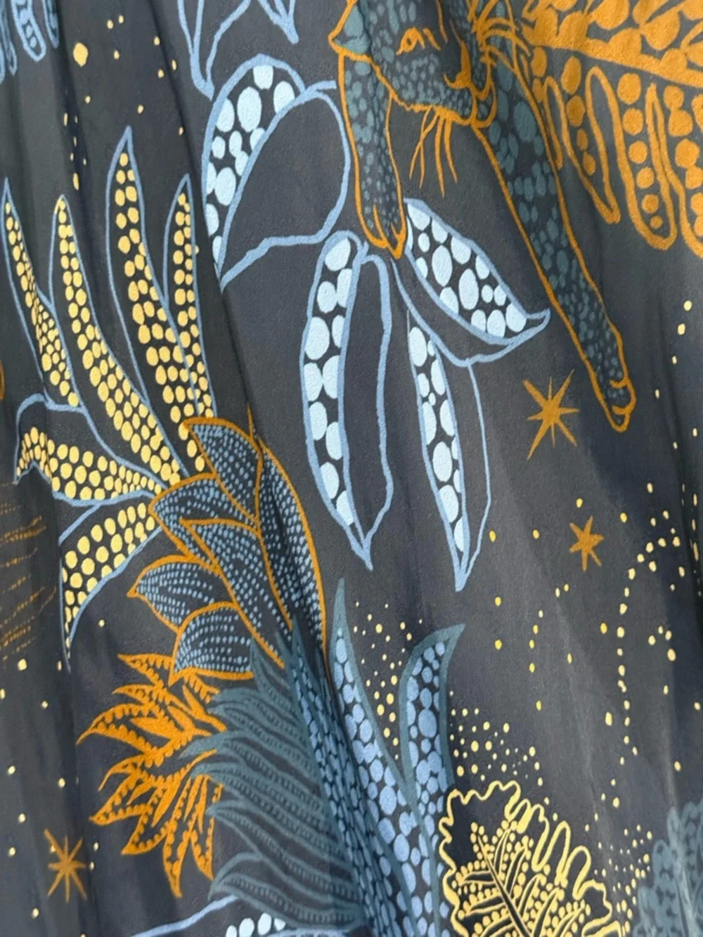 Navy Floral Slip Maxi Dress with Brown & Blue Accents - Picture 11 of 12